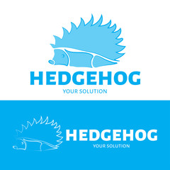 Vector logo hedgehog. Blue style