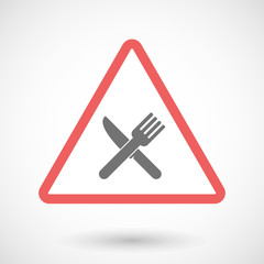 Warning signal icon with a knife and a fork