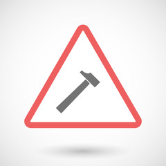 Warning signal icon with a hammer