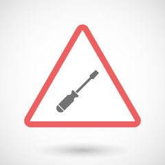 Warning signal icon with a screwdriver
