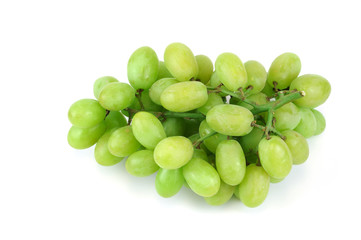 fresh green grapes isolated on white background