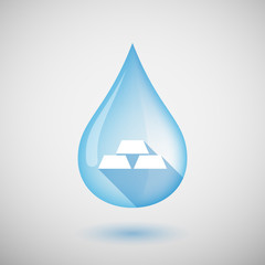 Long shadow water drop icon with three gold bullions