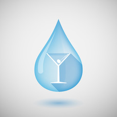 Long shadow water drop icon with a cocktail glass