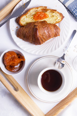 Romantic breakfast in bed.