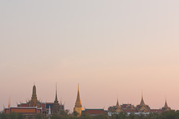View of Wat Phra Kaew-The Grand Palace of Thailand-under twiligh