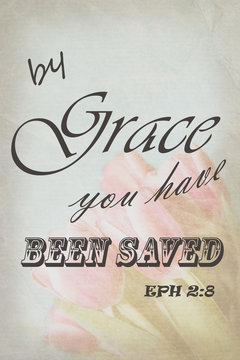 Bible verse Eph 2:8 - vintage background 