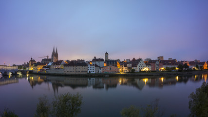 Naklejka na ściany i meble Panoramic view of Regensburg at early morning