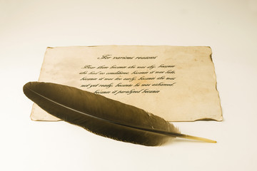 Pen and saved old papyrus