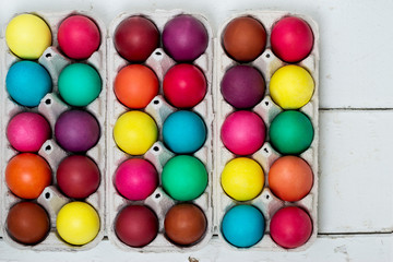 Multi-colored Easter eggs.
