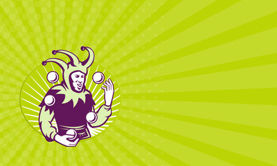 Business card Jester Juggler Juggling Balls Retro