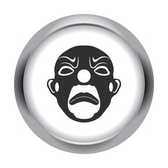 Scary fun clown mask simple icon on colorful background