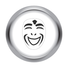 Scary fun clown mask simple icon on colorful background