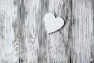 Plakat White wooden heart with copyspace