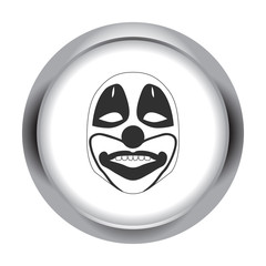 Scary fun clown mask simple icon on colorful background