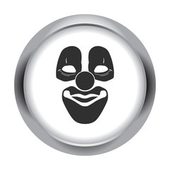 Scary fun clown mask simple icon on colorful background