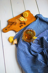 Cinger tea with lemon and cinnamon