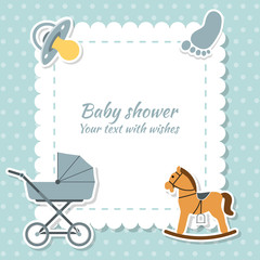 Baby boy greeting card. Baby shower