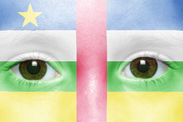 human's face with central african republic flag