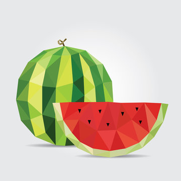 Watermelon, Polygonal Watermelon in Vector