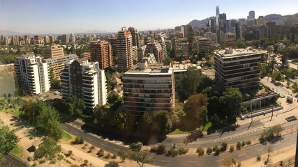 Obraz premium aerial view of skyscrapers in Santiago, Chile