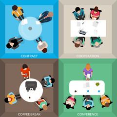 Business Communications Top View Set  
