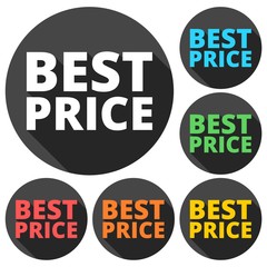 Best price icons set with long shadow