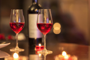 Wine glasses in a restaurant. 