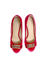 Red stylish woman shoes isolated on the white