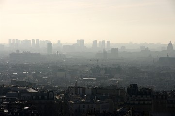 Panorama of Paris in the mist - view from Montmartre © emar