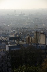 Panorama of Paris in the mist - view from Montmartre