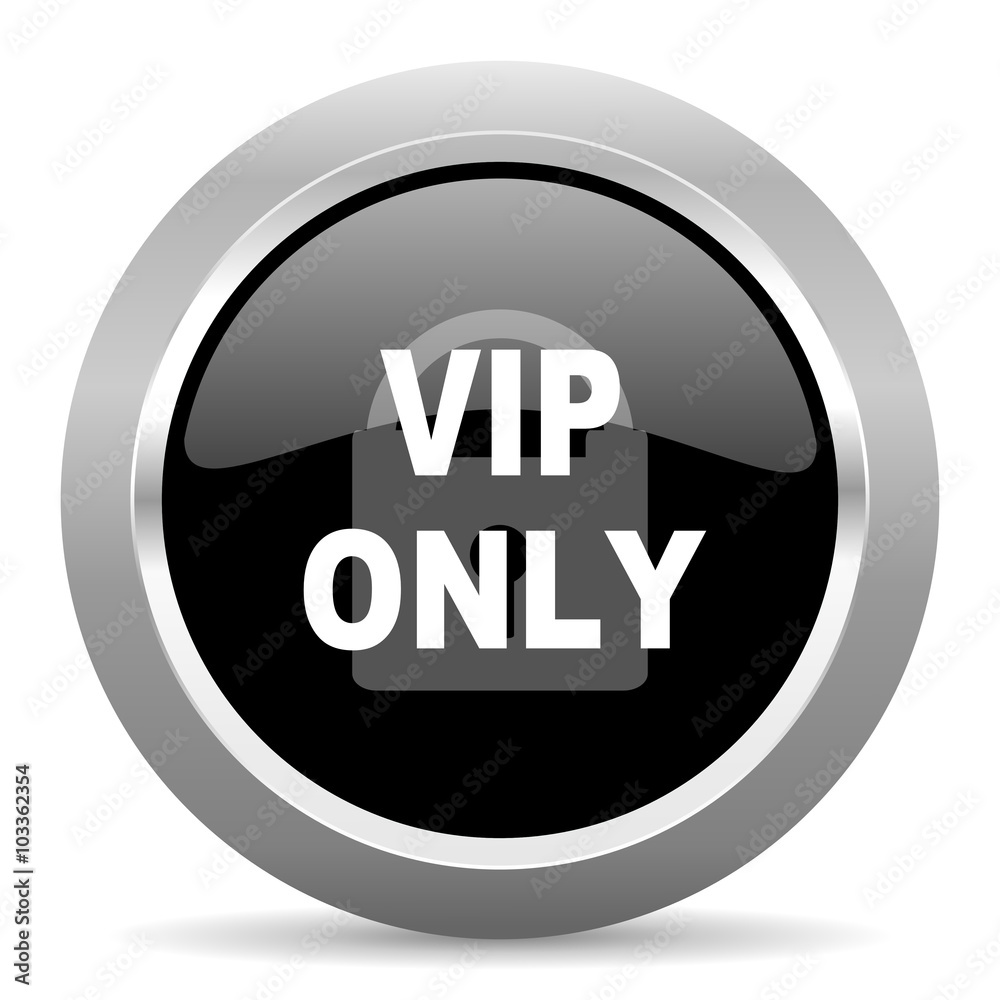 Poster vip only black metallic chrome web circle glossy icon