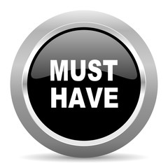 must have black metallic chrome web circle glossy icon