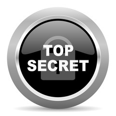 top seret black metallic chrome web circle glossy icon