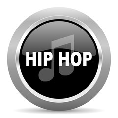 hip hop black metallic chrome web circle glossy icon