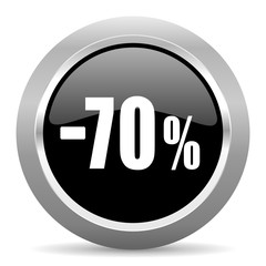 70 percent sale retail black metallic chrome web circle glossy icon
