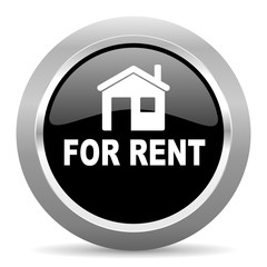 for rent black metallic chrome web circle glossy icon