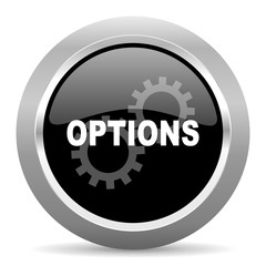 options black metallic chrome web circle glossy icon