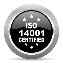 Fototapeta na wymiar iso 14001 black metallic chrome web circle glossy icon