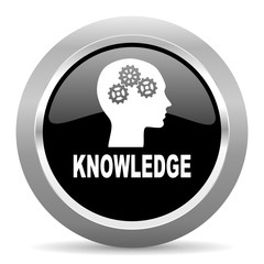 knowledge black metallic chrome web circle glossy icon