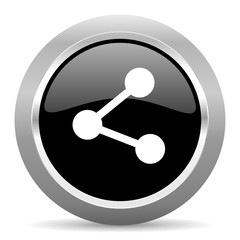 share black metallic chrome web circle glossy icon