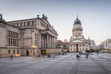 French Cathedral (Franzoesischer Dom) and Konzerthaus located on the Gendarmenmarkt in Berlin, Germany, Europe
