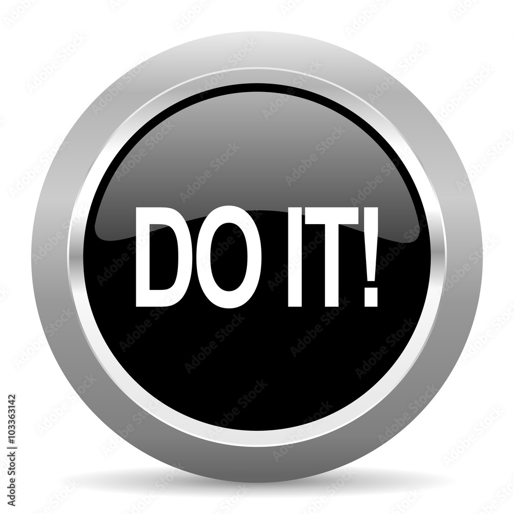 Poster do it black metallic chrome web circle glossy icon