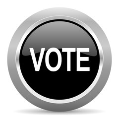 vote black metallic chrome web circle glossy icon