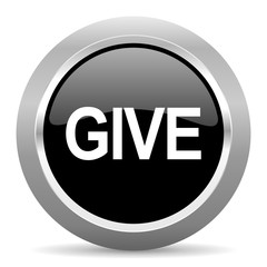 give black metallic chrome web circle glossy icon
