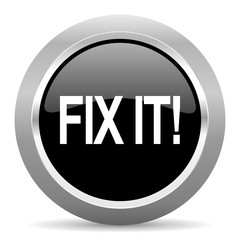 fix it black metallic chrome web circle glossy icon