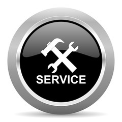 Obraz premium service black metallic chrome web circle glossy icon