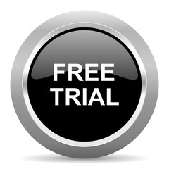 free trial black metallic chrome web circle glossy icon
