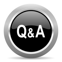 question answer black metallic chrome web circle glossy icon