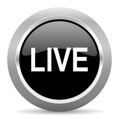 live black metallic chrome web circle glossy icon
