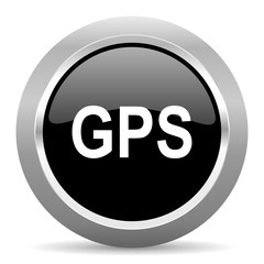 gps black metallic chrome web circle glossy icon